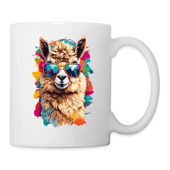 Cool llama: Beastly cute with sunglasses - Mug - white - Right