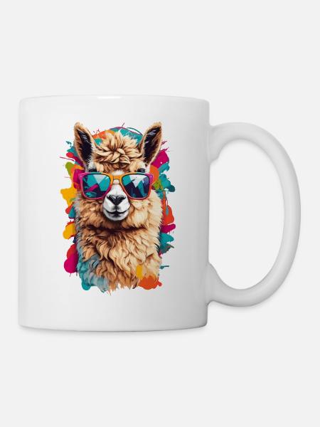 Cooles Lama: Tierisch süß mit Sonnenbrille - Tasse - Weiß