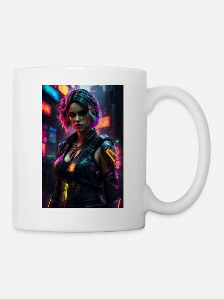 Frau cyberpunk - Tasse - Weiß