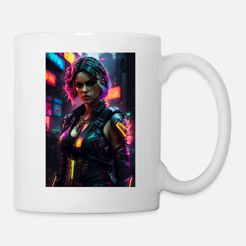 Frau cyberpunk - Tasse - Weiß