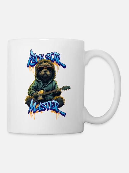 Cool Rock Star Dog Shirt - Rock Star Master - Mug - white