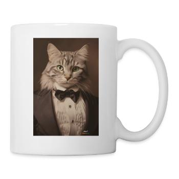Chat en Smoking vintage - Mug blanc - blanc - Droite