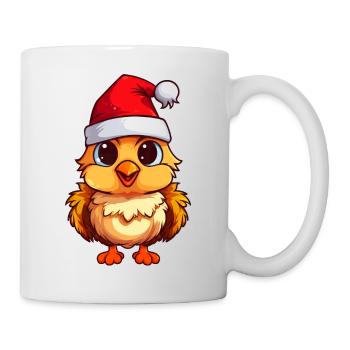 Festliches Küken: Weihnachtsfreude im Federkleid - Tasse - Weiß - Rechts