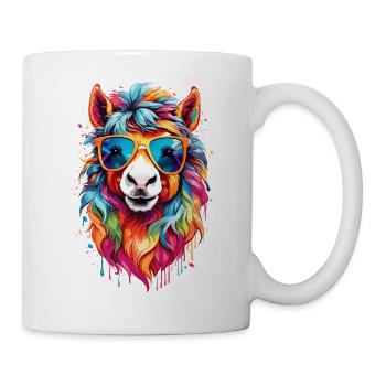 Buntes Regenbogen-Pony - Tasse - Weiß - Rechts