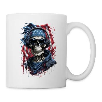 Schädel Patriotische USA Flagge Sonnenbrille - Tasse - Weiß - Rechts