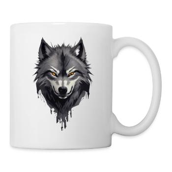 Wolfsangst Dunkler Spooky Wolfskopf - Tasse - Weiß - Rechts