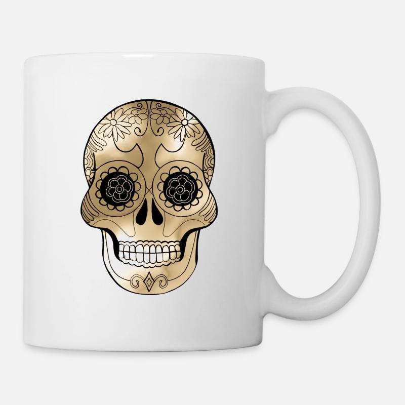 Totenkopf v.2 Gold - Tasse - Weiß