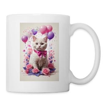 Beau chat blsmco avec des roses roses - Mug blanc - blanc - Droite