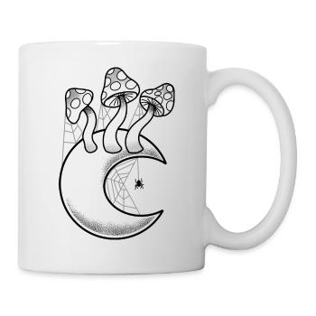 Tat style Wican Spider and Mushrooms on the moon - Mug - white - Right