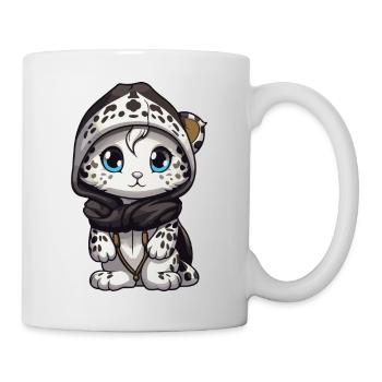 Schneeleopard Winter leopard Comic Niedlich - Tasse - Weiß - Rechts