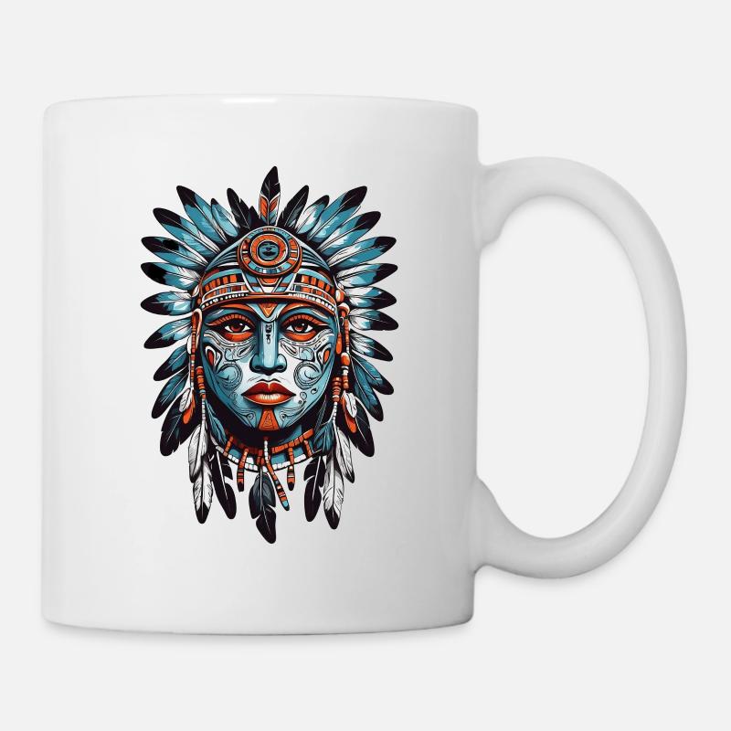 Mask with Feathers - Mug - white