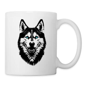 Hundegesicht Husky | Wolf | Wolfshund - Tasse - Weiß - Rechts