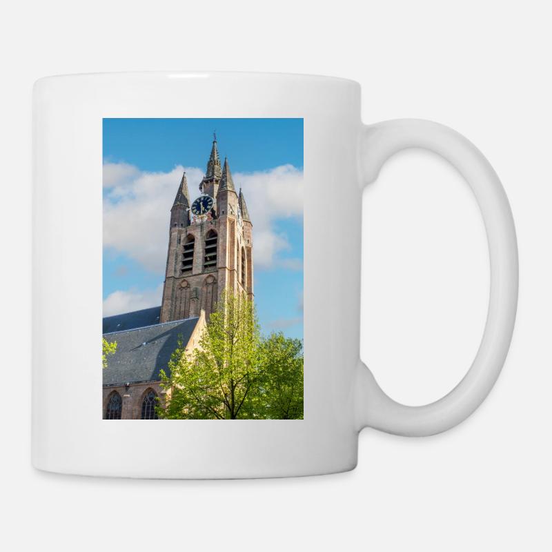 Alte Kirche (Oude Kerk) in Delft, Niederlande - Tasse - Weiß