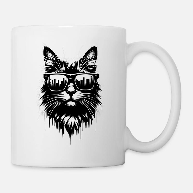 Chat cool | Lunettes de soleil Cat - Mug blanc - blanc