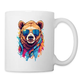 Cool Colourful Bear in Sunglasses - Mug - white - Right