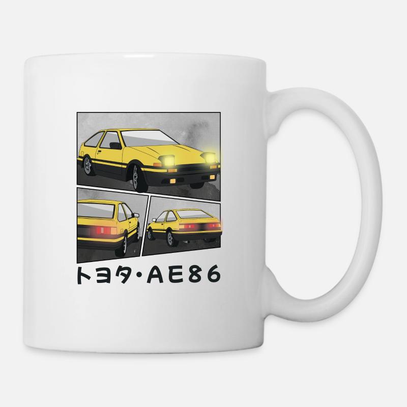 SUNBURST CAR COMIC / POP UP HEADLIGHTS HATCHBACK - Tasse - Weiß
