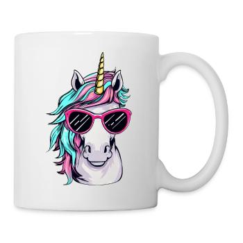 Cooles Einhorn-Portrait mit Sonnenbrille - Tasse - Weiß - Rechts