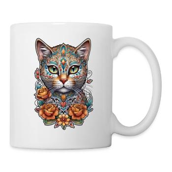 Katze Mexiko - Dia de los Muertos - Tasse - Weiß - Rechts