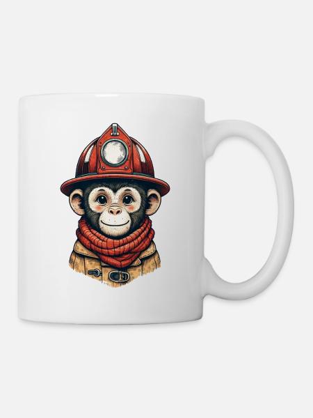 Feuerwehr Affe | Feuerwehr Äffle - Tasse - Weiß