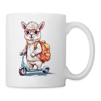 Conception mignonne de l’école de scooter d’étudiant en alpaga - Mug blanc - blanc - Droite