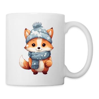 Fuchs mit Mütze und Schal - Tasse - Weiß - Rechts