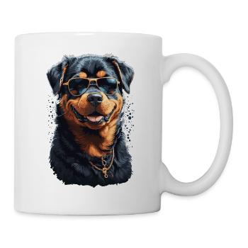 Aesthetically cool Rottweiler dog with sunglasses - Mug - white - Right