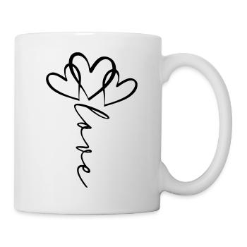 Love Schrift Herzblume - Tasse - Weiß - Rechts