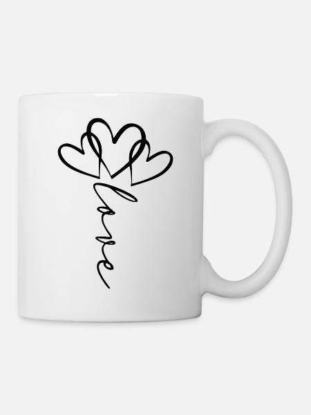 Love Font Heart Flower - Mug - white