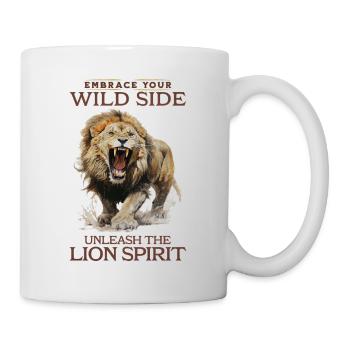 lion, lion head, strong, wild, pride, brave, royal, - Mug - white - Right