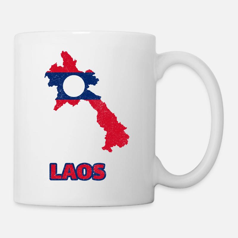 Laos Lao Drapeau Laotien éléphant Lao I cadeau - Mug blanc - blanc