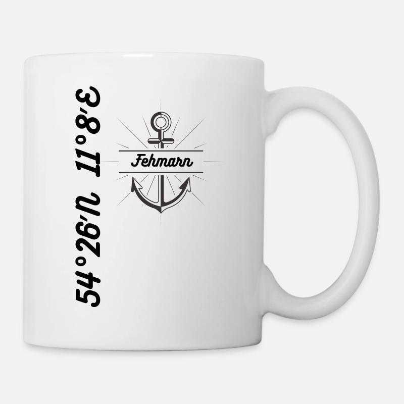 Koordinaten Design Fehmarn - Tasse - Weiß