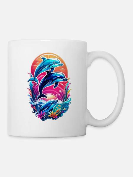 Delfin und Ozean - Tasse - Weiß