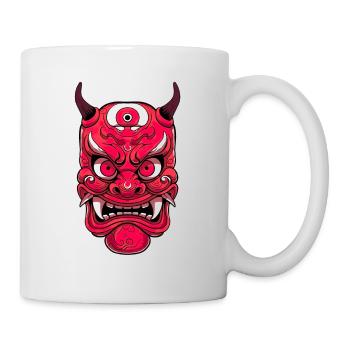 Japanische Kabuki Oni Maske - Anime Shirt - Tasse - Weiß - Rechts
