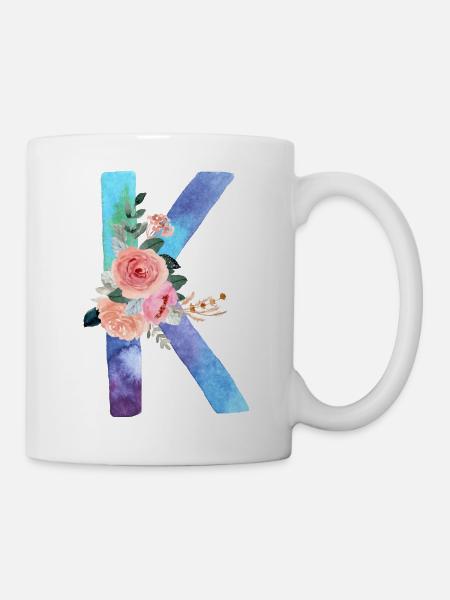 Buchstabe K Aquarell - Tasse - Weiß
