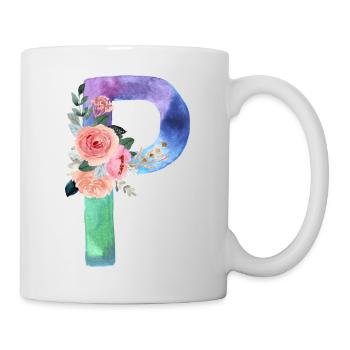 Lettre P watercolor - Mug blanc - blanc - Droite