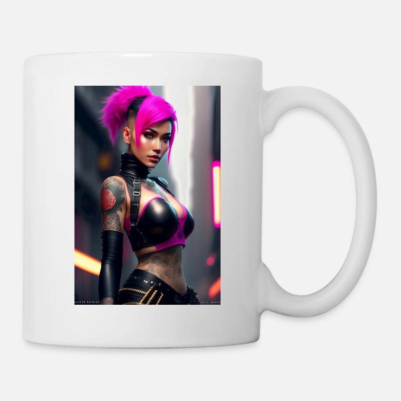 Fille cyberpunk - Mug blanc - blanc