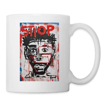 Tee-shit Urban Art STOP T-Shirt - Tasse - Weiß - Rechts