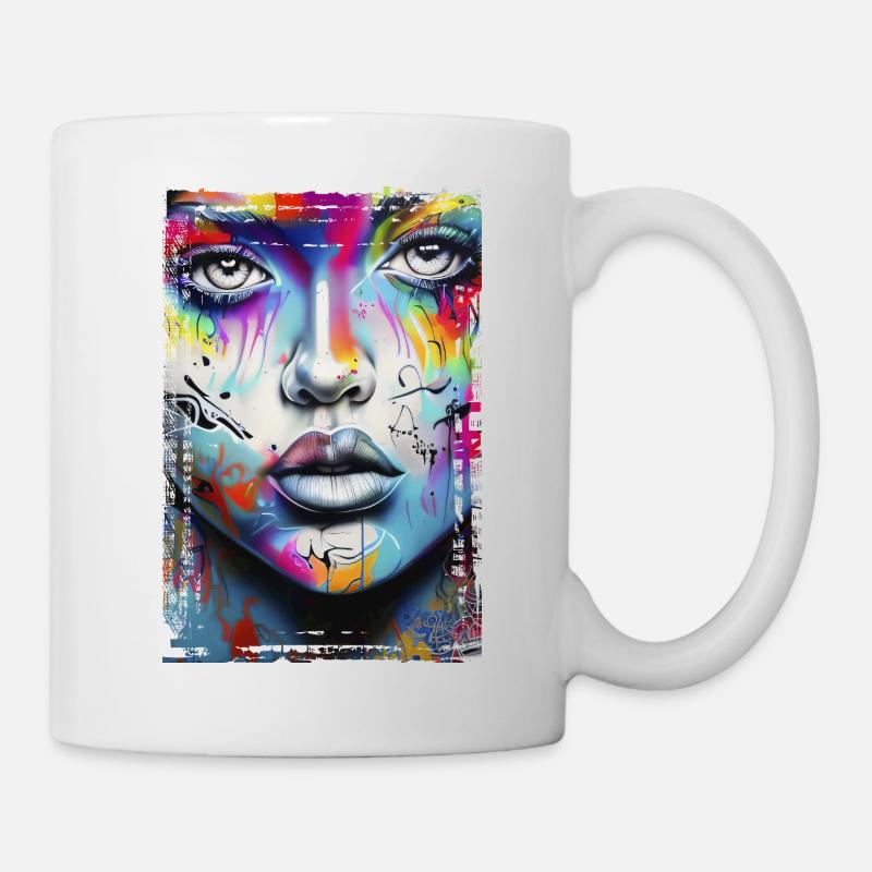 Graffiti Street Art Spray Couleurs Cool Artiste Rétro - Mug blanc - blanc