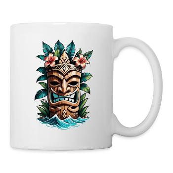 tiki beach - statue polynèsie - Mug blanc - blanc - Droite