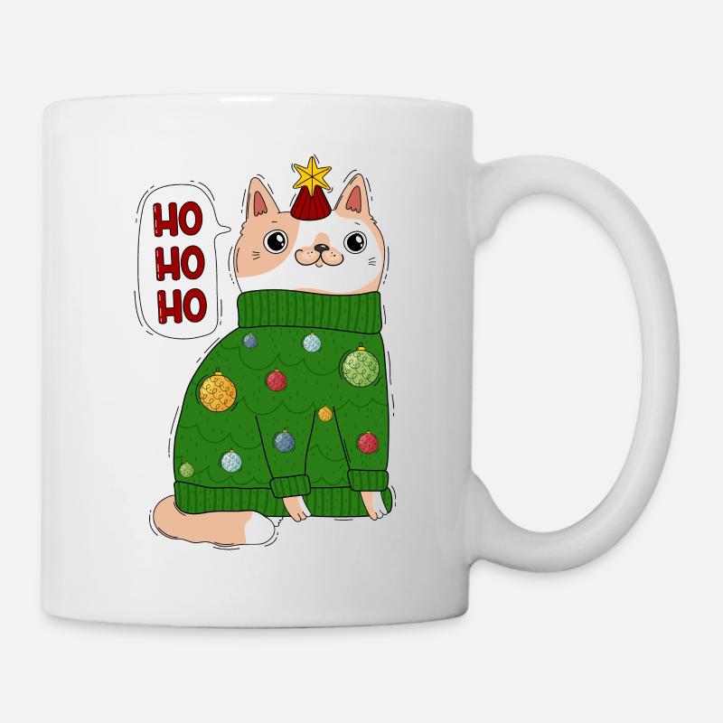 Chat en pull de Noël - Mug blanc - blanc