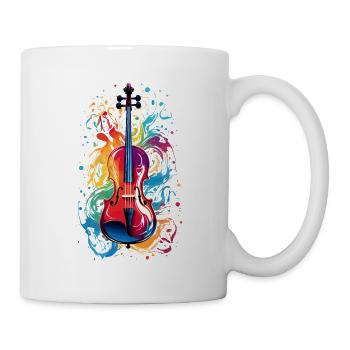Violoncelle multicolore éclaboussure de couleur violon peinture éclaboussure - Mug blanc - blanc - Droite