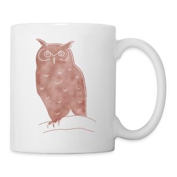 "Eule", Boho Line Art Design, Serie „Woods“ - Tasse - Weiß - Rechts