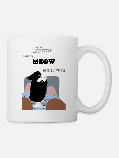 Home is where the meow watches you pee - Mug - white