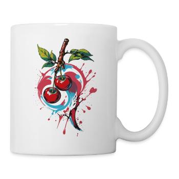 Rote Kirsche Cherries Kirschen Cherry - Tasse - Weiß - Rechts