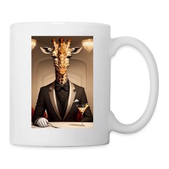 Eine Giraffe im Restaurant mit Martini - Tasse - Weiß - Rechts