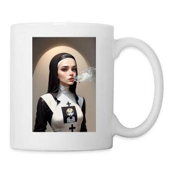 Modern Smoking Cyberpunk Nun - Mug - white - Right