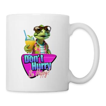 Ne vous dépêchez pas, soyez heureux, mignonne petite tortue tortue - Mug blanc - blanc - Droite