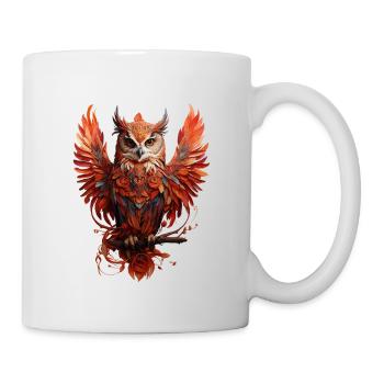 Mystische Rote Eule auf dem Ast - Tasse - Weiß - Rechts