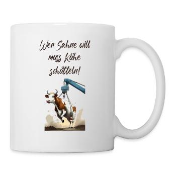 Pun ambiguous Wer Sahne will muss Kühe schütteln - Mug - white - Right