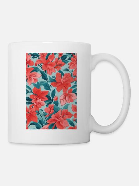 Wunderschöne rote Blumen - Tasse - Weiß